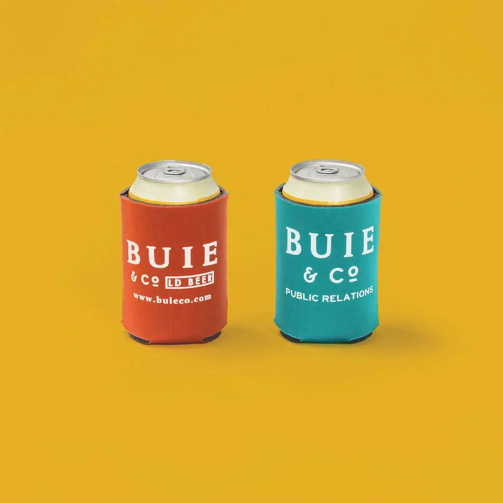 Buie orange and teal koozies
