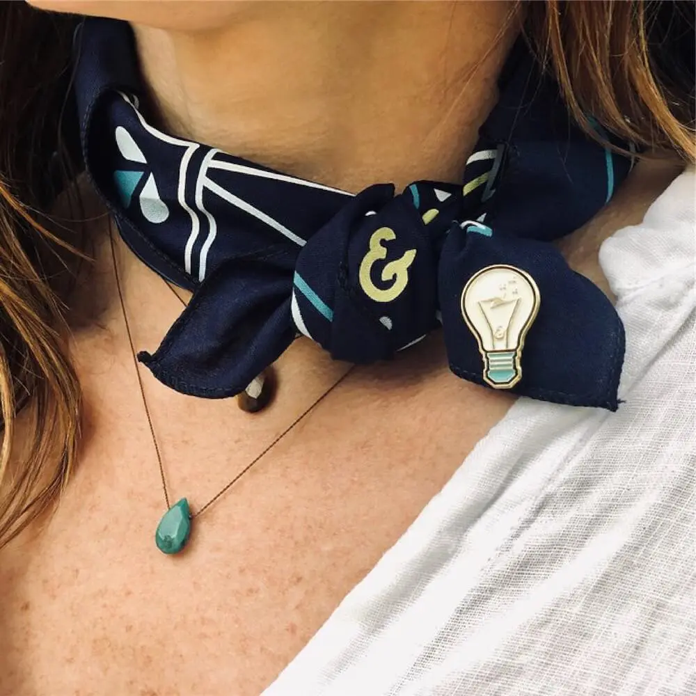 Woman with Buie bandana on neck