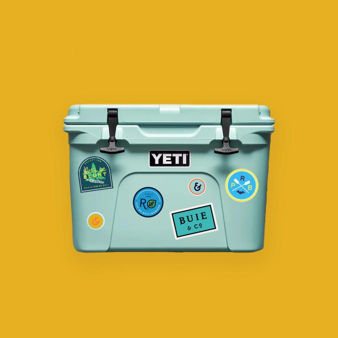 Buie sticker on yeti cooler