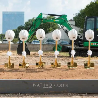 Natiivo Austin groundbreaking shovels & hardhats
