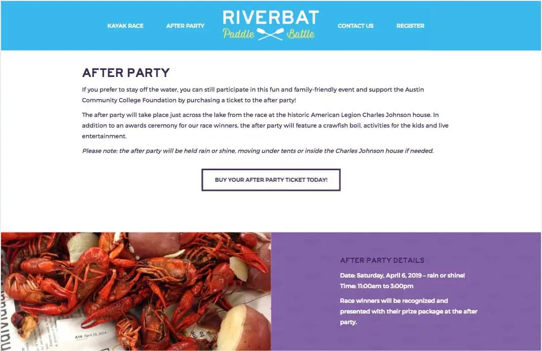 Riverbat Paddle Battle website design