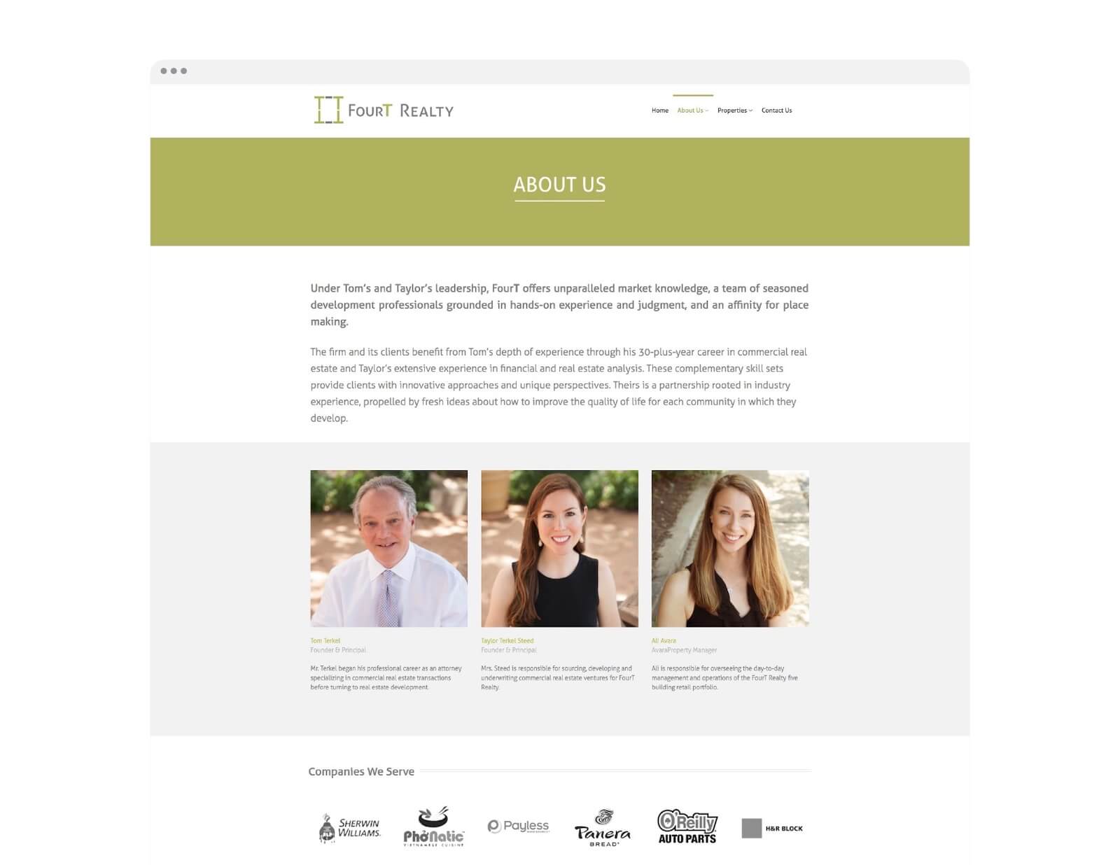 FourT Realty about page website design