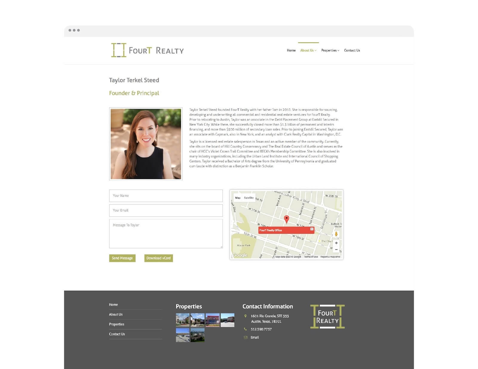 FourT Realty team page website design