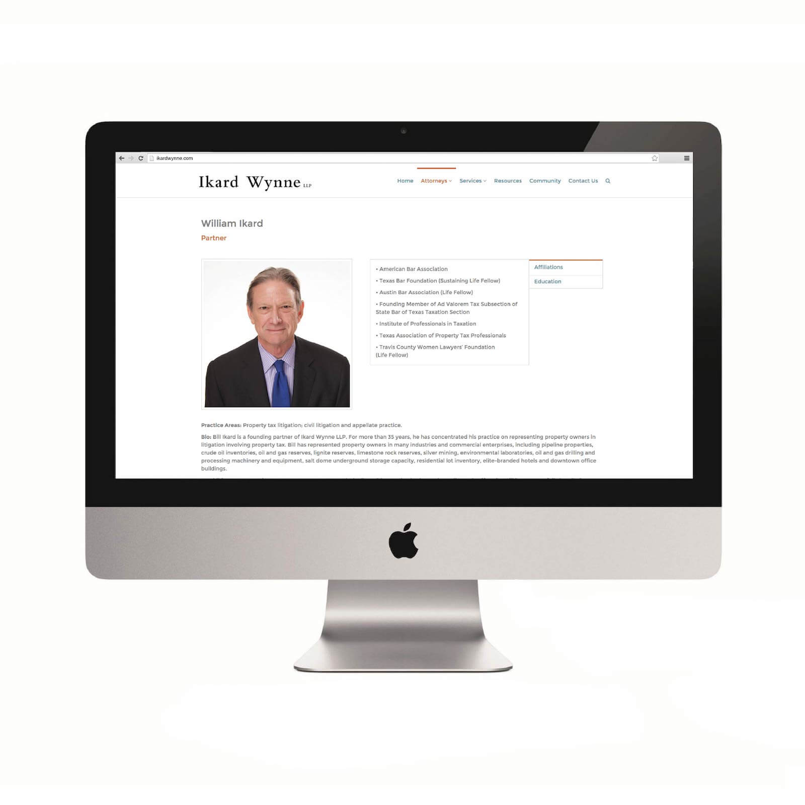 Ikard Wynne LLP team member page website design