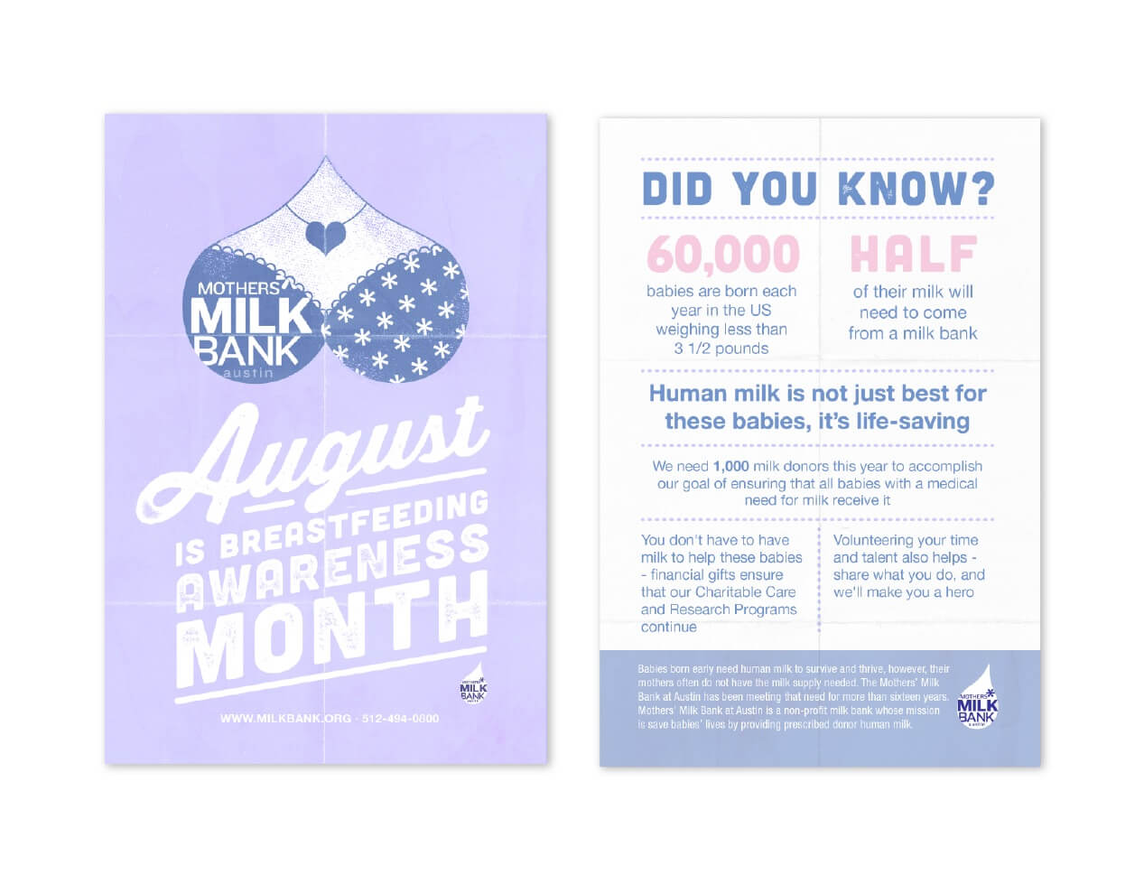 Mothers Milk Bank messaging and flyer design
