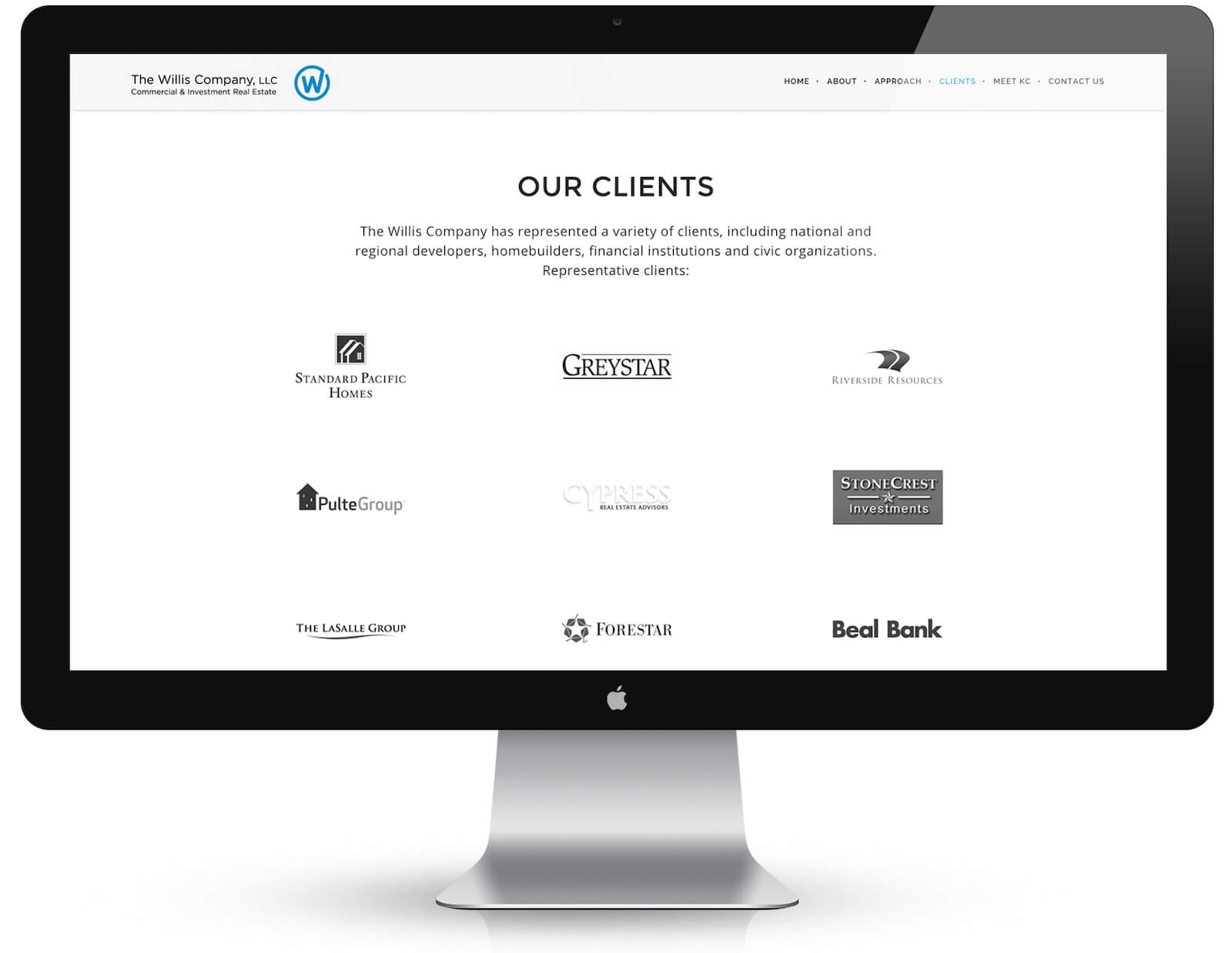 The Willis Company client page website design