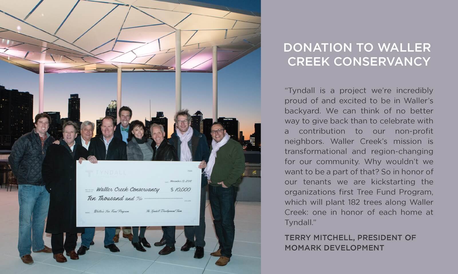 Tyndall Grand Opening event donation presentation