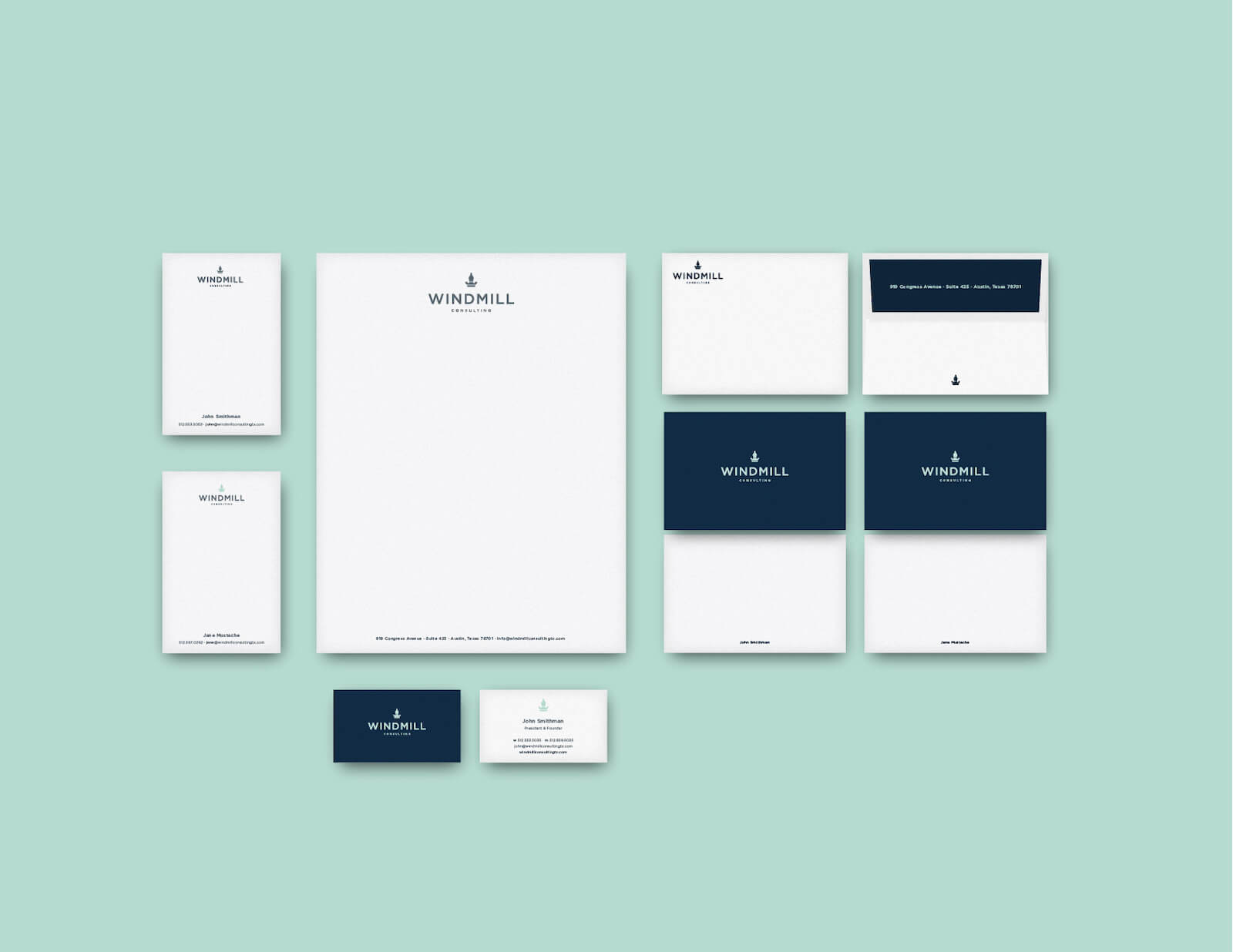 Windmill Consulting Stationery and Business Cards Design