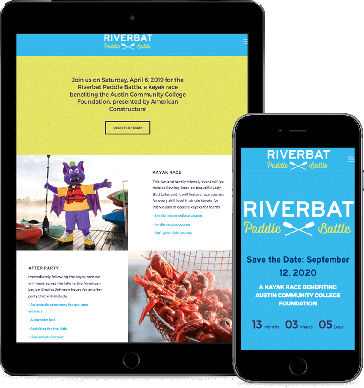 Riverbat Paddle Battle mobile website design