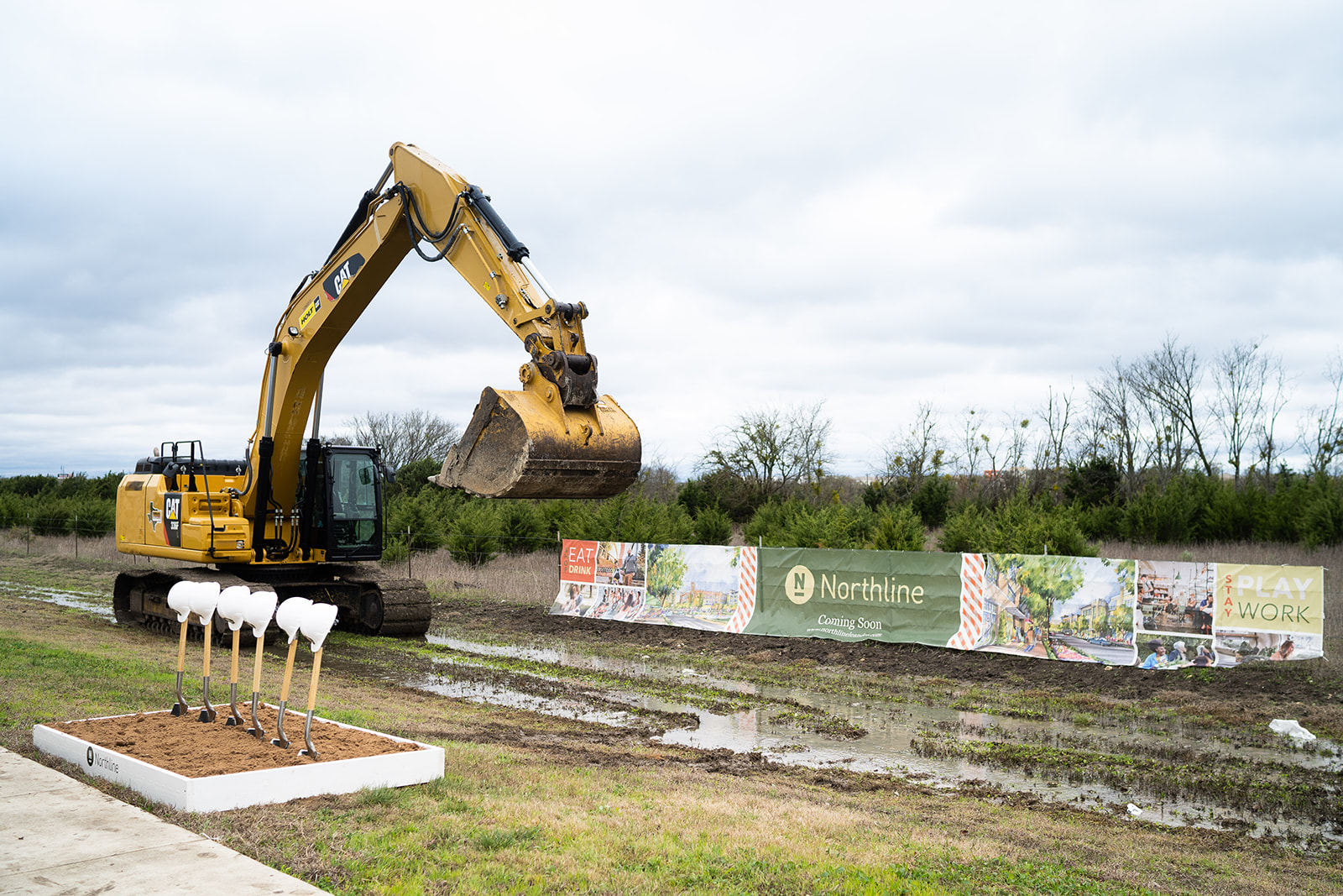 Machinery at Northline groundbreaking